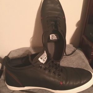 Converse mens leather black sneakers sz 12